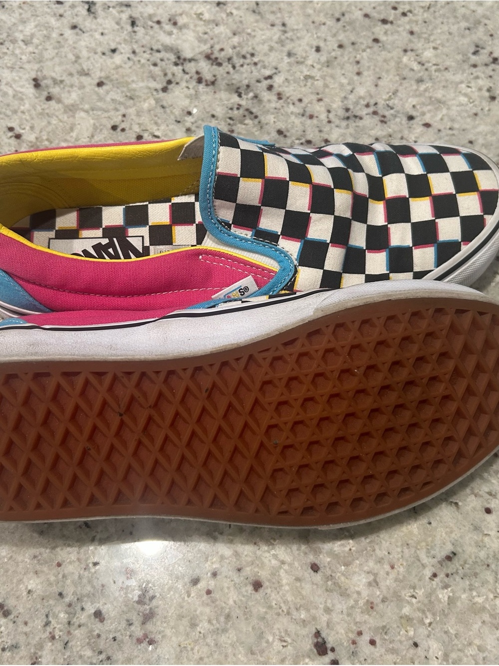 Vans Checkerboard Slip-On Sneakers - Black, Pink, Yellow, Blue - Picture 4 of 4